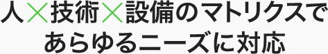 人×技術×設備のマトリクスであらゆるニーズに対応